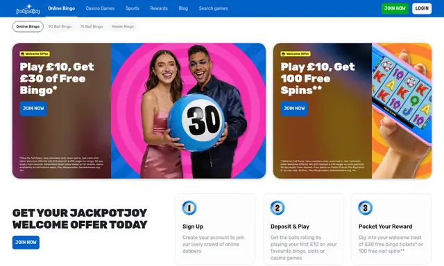 Jackpotjoy slots lobby on desktop, captured September 2026
