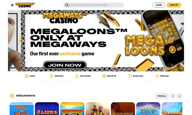 Megaways Casino homepage on desktop, captured September 2026