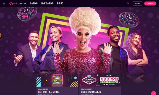 Pink Casino homepage on desktop, captured August 2026