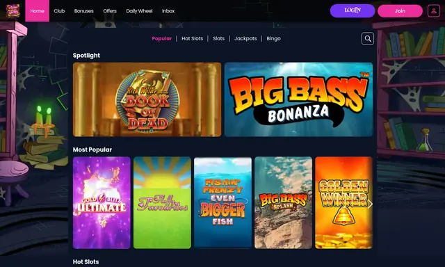 Wizard Slots slots lobby on desktop, captured September 2026
